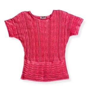 Vintage 90s/Y2K Coral Pink Knit Top Dolman Sleeve 212 New‎ York Brand Size XLG